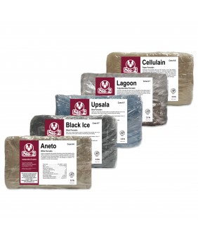 SIO-2 Porcelain Ceramic Pottery Clay Assortment, 17.5 lb - Aneto, Black Ice, Upsala, Lagoon, Cellulain